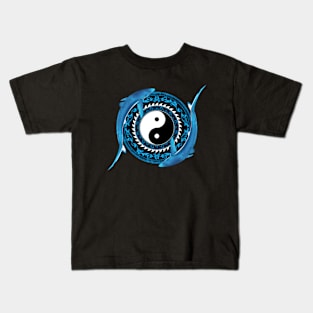 Yin and Yang Blue Sharks Kids T-Shirt